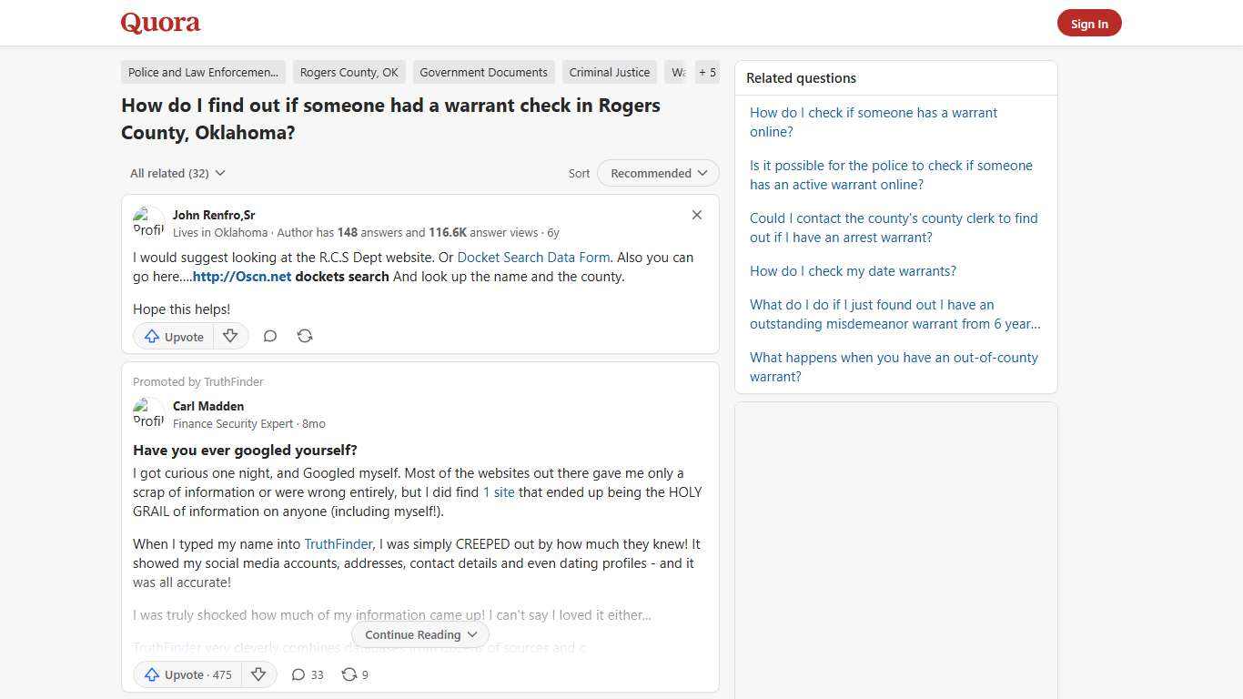 How to find out if someone had a warrant check in Rogers County, Oklahoma - Quora