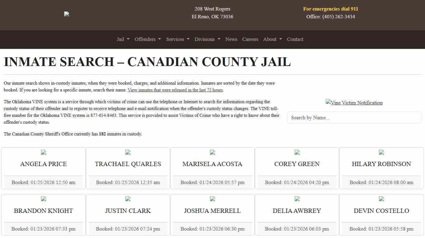 Inmate Search Canadian County Sheriff's Office